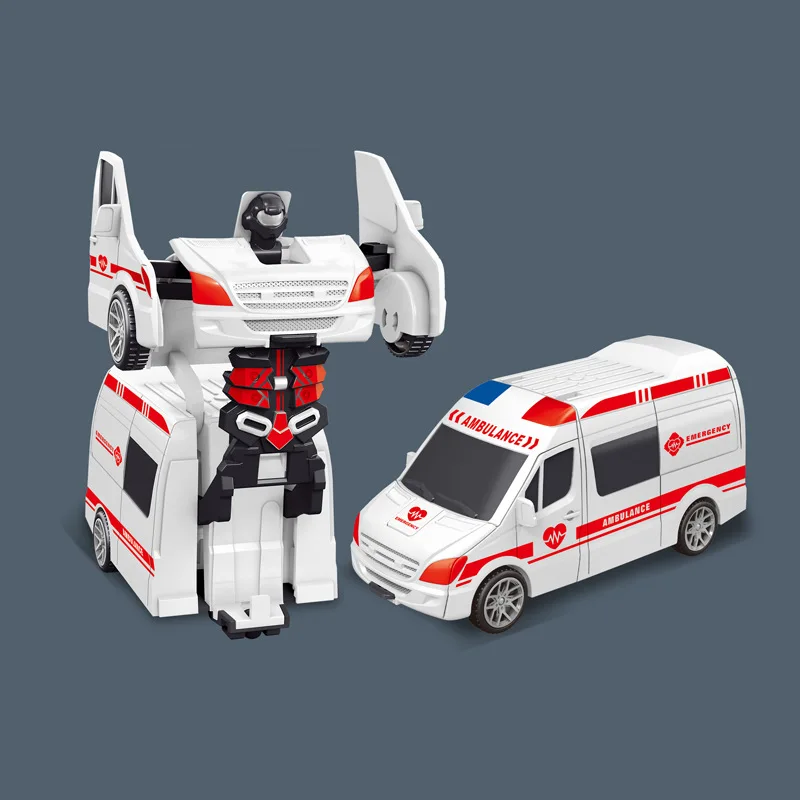 Kids Inertia Gliding Car Toy Fun Collision One Click Deformate Robot Toy Police Cars Fire Trucks Ambulances Deformate Robots Toy