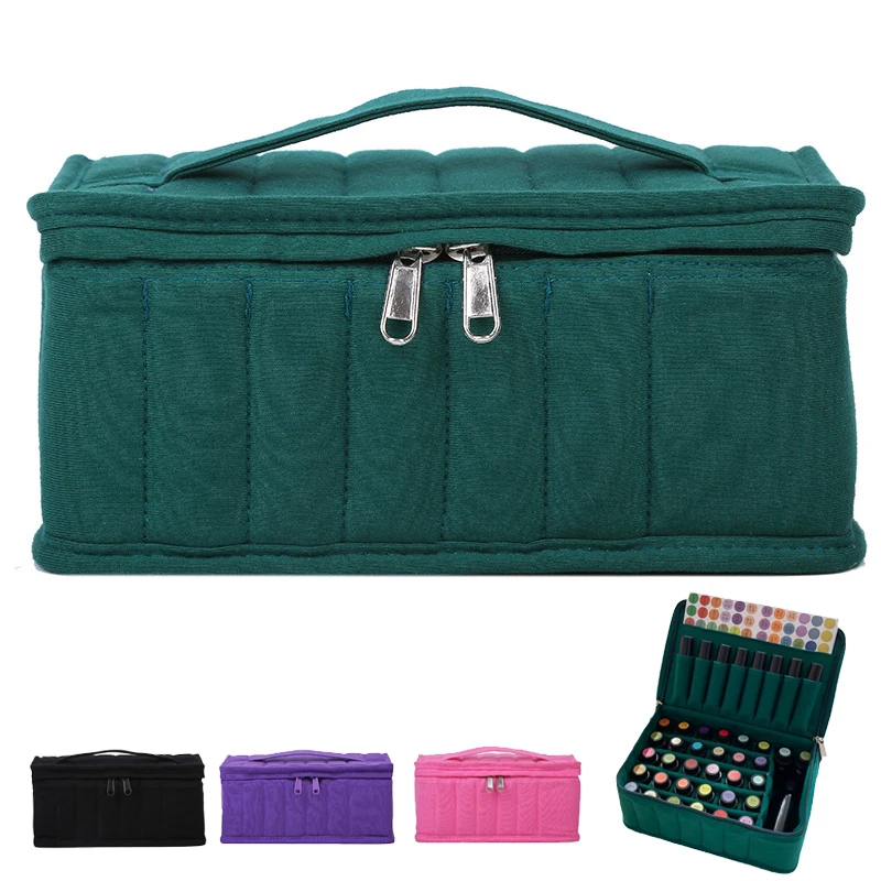 

38+1 Slots Essential Oil Storage Box Portable Shock Resistant for 5-15ml Hand-held Knitted Cotton Organizer Travel Carrying Case