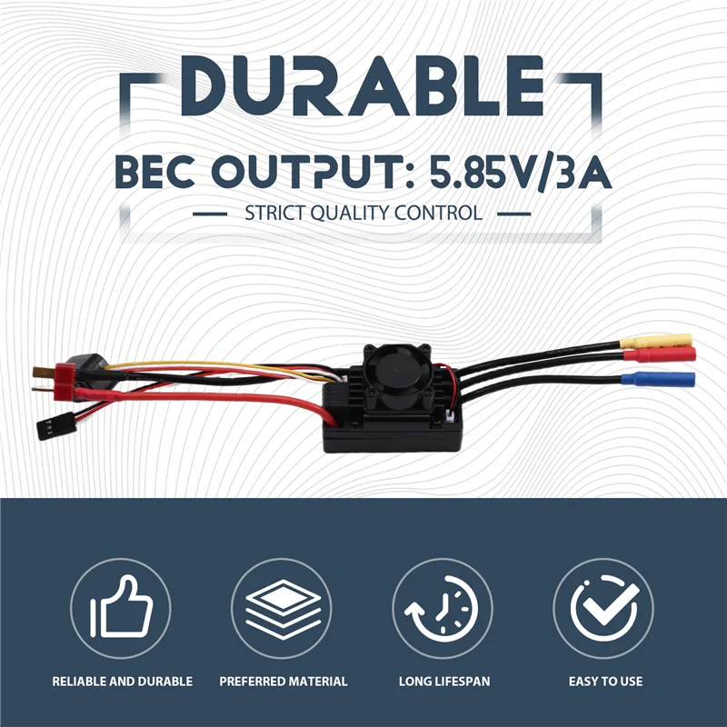 

A87I-60A Водонепроницаемый бессенсорный бесщеточный ESC 2-3S для 1/10 1/12 1/14 1/16 RC Car F540 3650 Бесщеточный двигатель T Plug