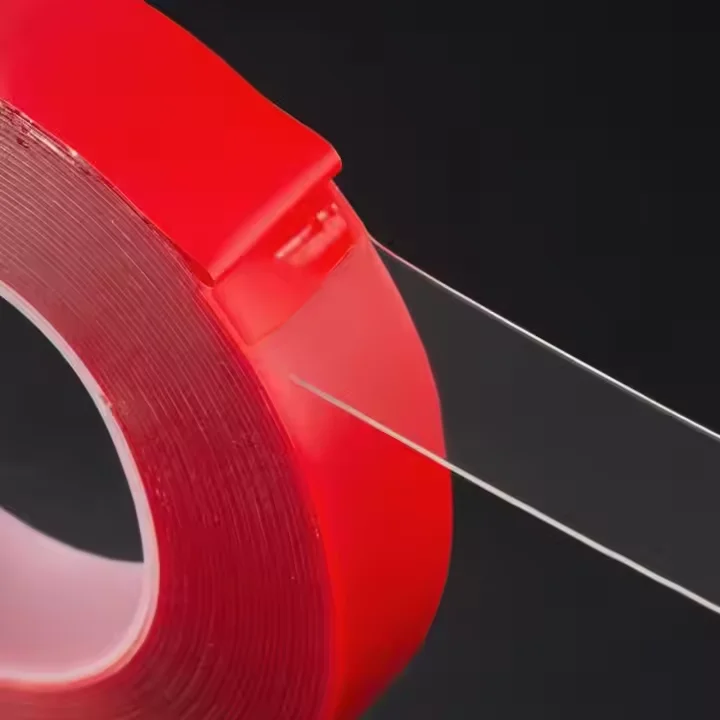 Obrázek 4: 0.5mm 0.8mm 1mm 1.2mm 1.5mm 2mm hustý vysoký pouto teplota těžký celní poplatek červená film průhledný dvojitý sided akryl páska pro auto zeď