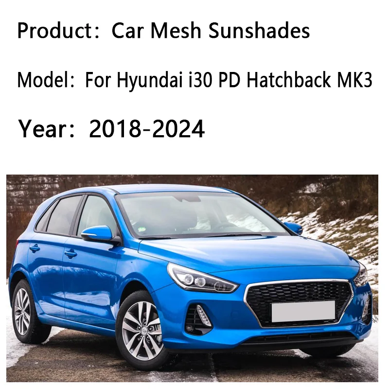 Car Window Sunshade For Hyundai i30 PD Hatchback MK3 2018-2024 Visor Mesh UV Protection Windshield Frame Curtain Car Accessories