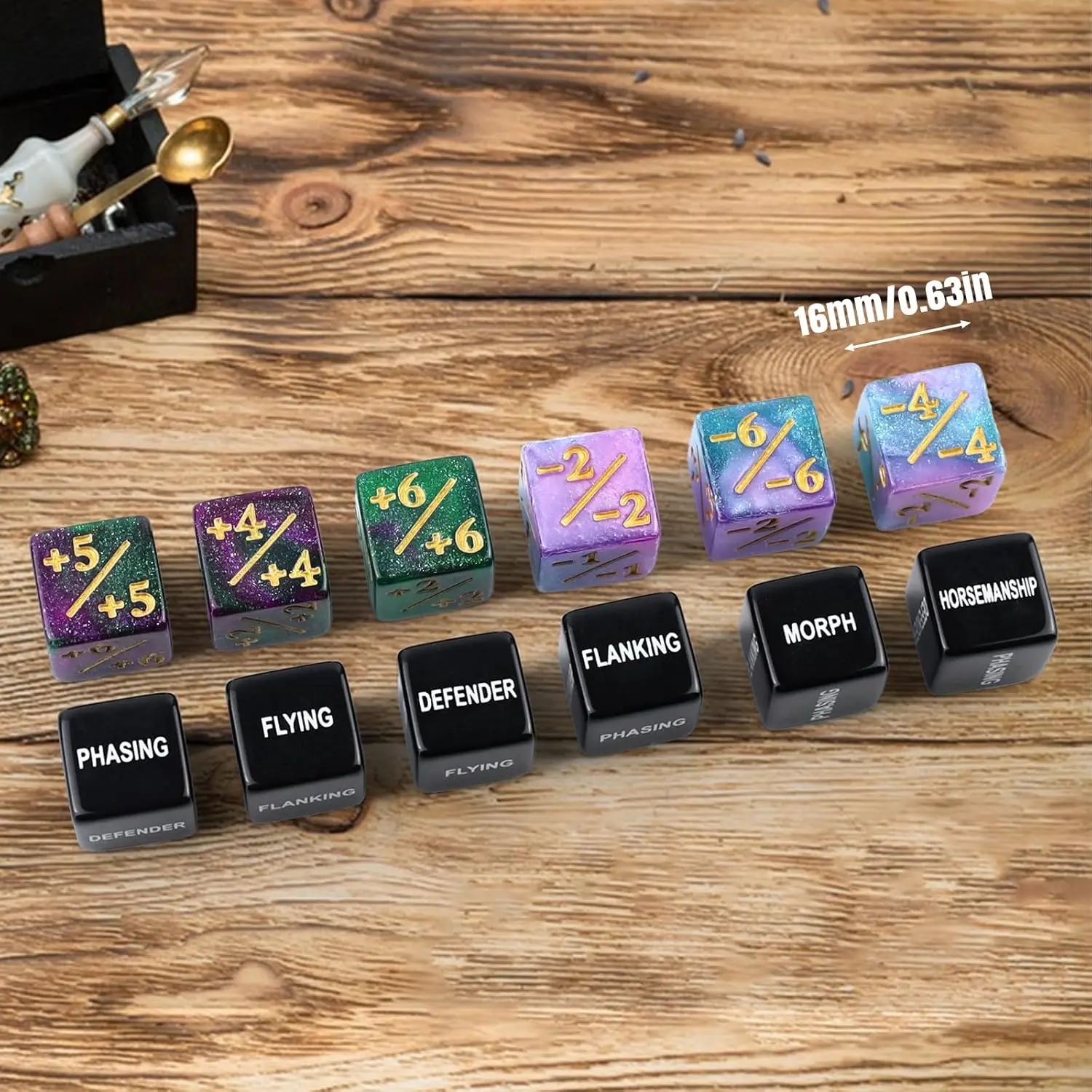 48 Pieces Counter Dice Plus One MTG Dice Counters Set Creature +1 Tokens for MTG, TCG, Magic Card Games Accessories