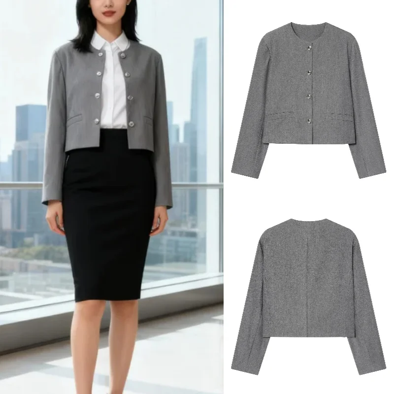 

Женская короткая куртка в западном стиле с круглым вырезом, модная сексуальная модная осенняя коллекция 2025 года