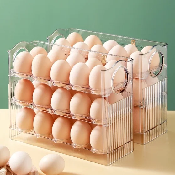 30 Compartment Egg Storage Box  Large Capacity Egg Tray Storage Container For Refrigerator Transparent Household Egg Container