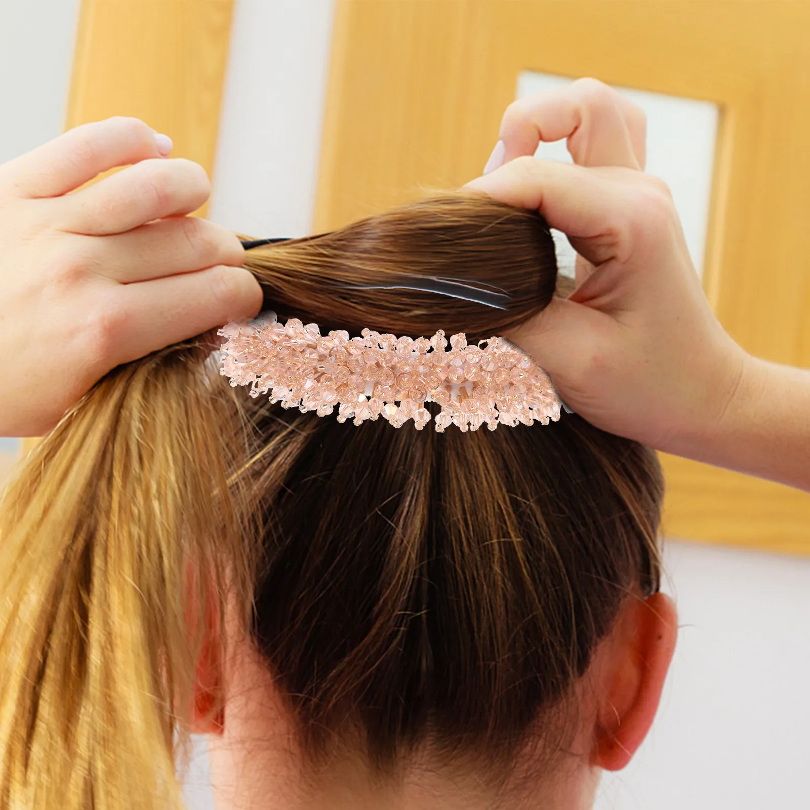 

Набор из 3-х форм для пучков волос с блестками и кристаллами, элегантный инструмент для укладки, аксессуары для густых и тонких волос для женщин