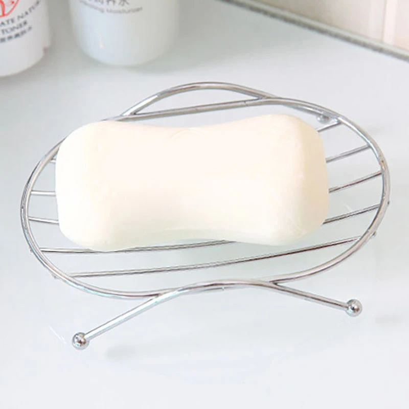 Household Multifunctional Draining Rack Bathroom Soap Rack Shelf Rectangular/Oval Stainless Steel Drain Soap Holder Simplicity