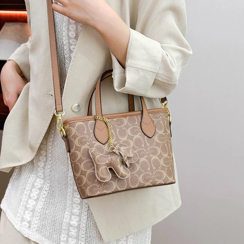 حقيبة سلة خضروات محمولة راقية لعام 2025 للنساء - حقيبة دلو بطباعة ريترو، حقيبة كتف أو حقيبة كروس