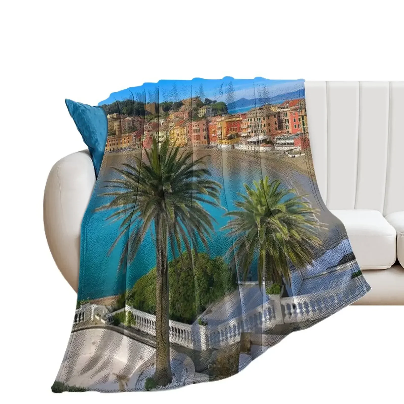 

Sestri levante beach Italy Throw Blanket Flannels Luxury Throw valentine gift ideas Blankets For Baby Blankets