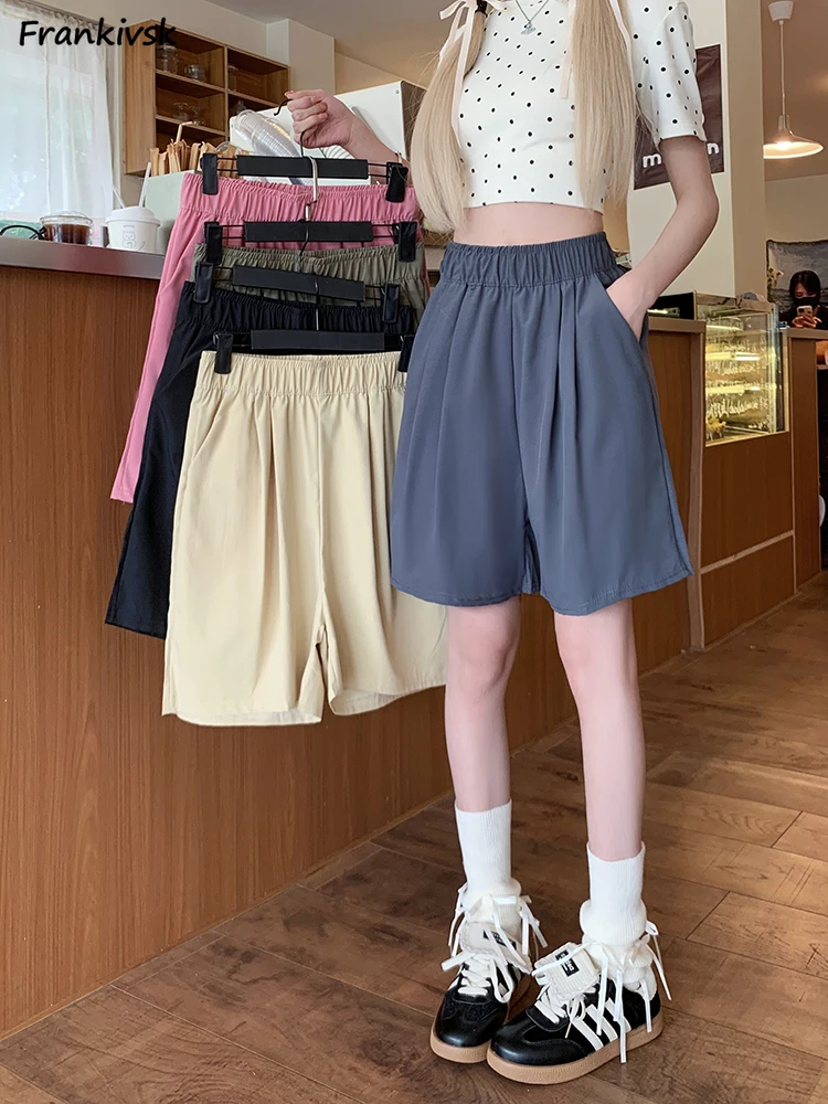 

Shorts Women Casual Summer Solid Sporty All-match Korean Style Loose Daily Streetwear Youthful Breathable Simple Schoolgirls New