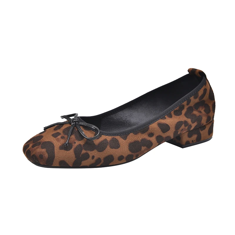 Designer vintage leopardo feminino mary jane sapatos moda rasa deslizamento em sapatos elegantes de salto baixo senhoras