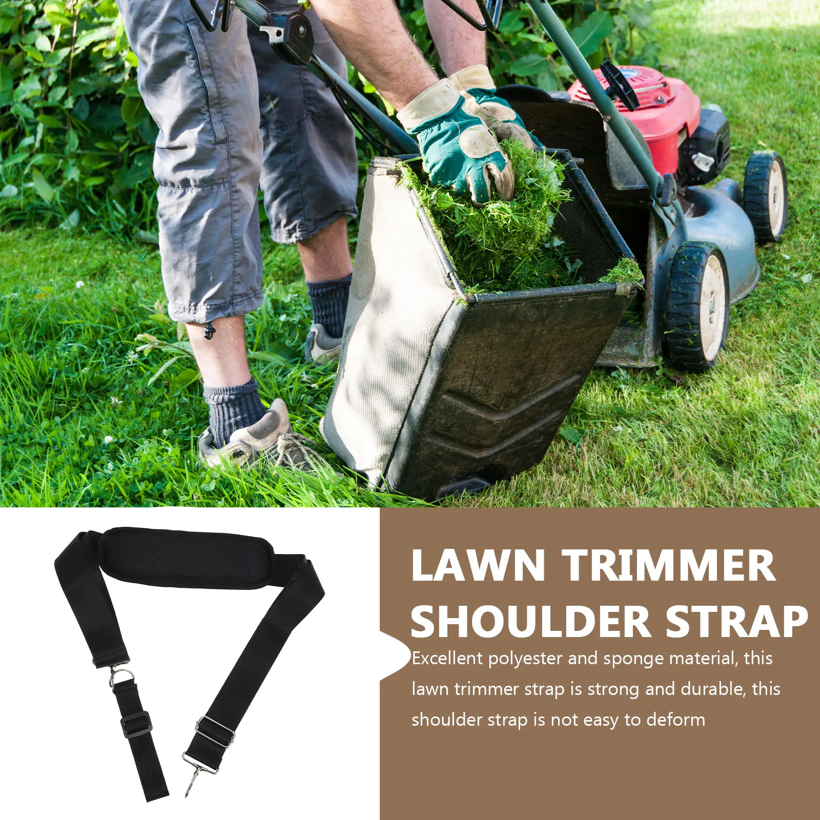 

2Pcs Black Mower Strap Trimmer Harness Hook Carry Belt Durable Trimmer Shoulder Strap Gardening Tool Accessory
