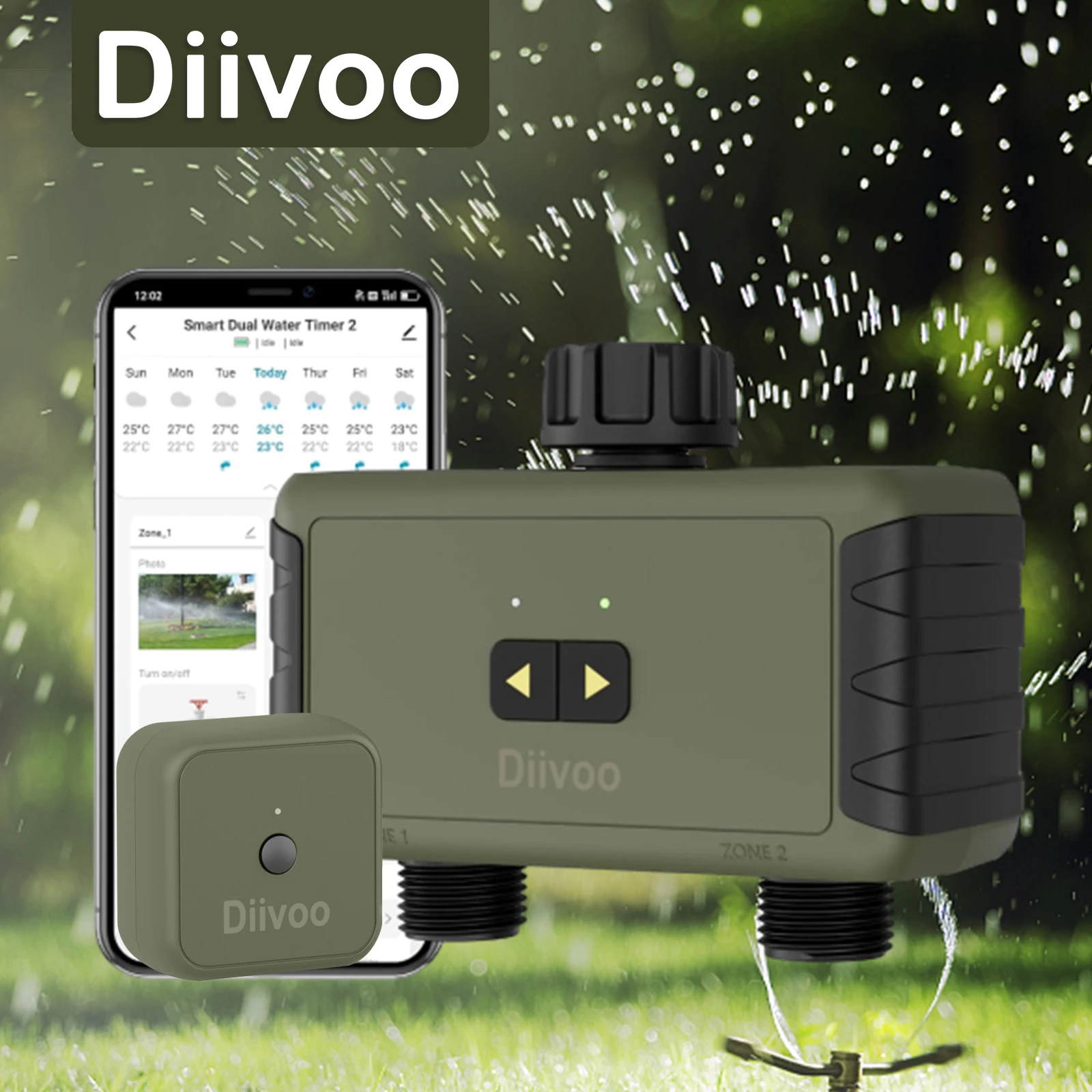 Diivoo WiFi Water Timer 1/2/3 Zone Smart Irrigation Water Valve Sprinkler Irrigation Controller Garden Automatic Watering System