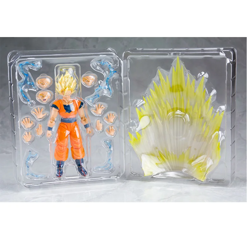 Bandai ของแท้ SHF Dragon Ball Super Saiyan 2 Son Goku อะนิเมะ Action Figure ข้อต่อ Movable สะสมของเล่นเครื่องประดับของขวัญ