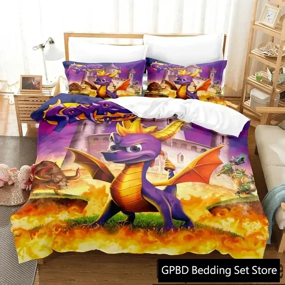 

Cartoon Spyro Reignited Trilogy Bedding Set Duvet Cover Bed Set Quilt Cover Pillowcase Comforter king Queen Size Boys Adult