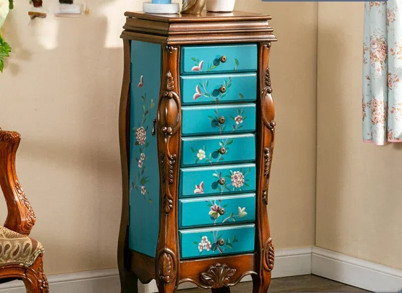 

American style jewelry storage cabinet 7-layer drawer cabinet jewelry cabinet with mirror