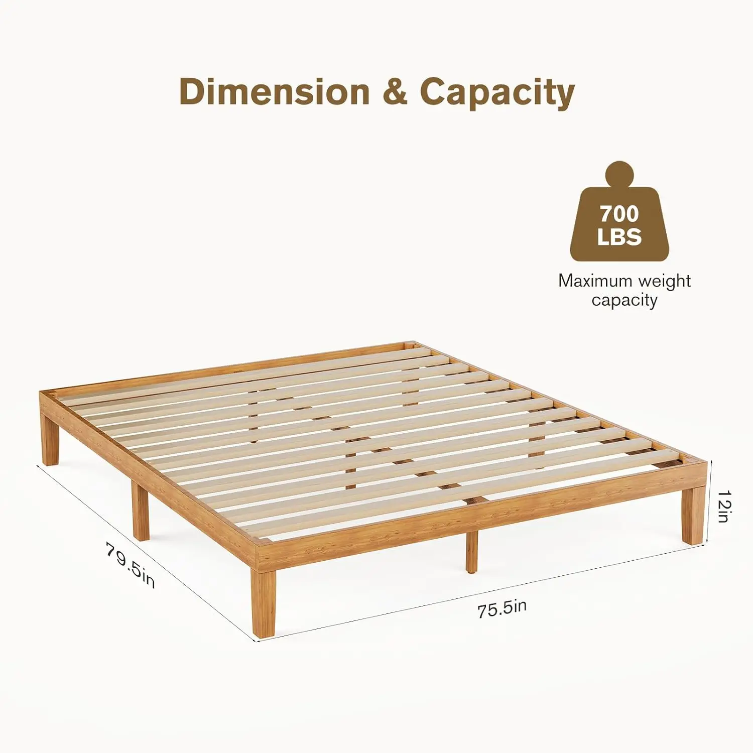 12 Inch King Bed Frame, 3.5