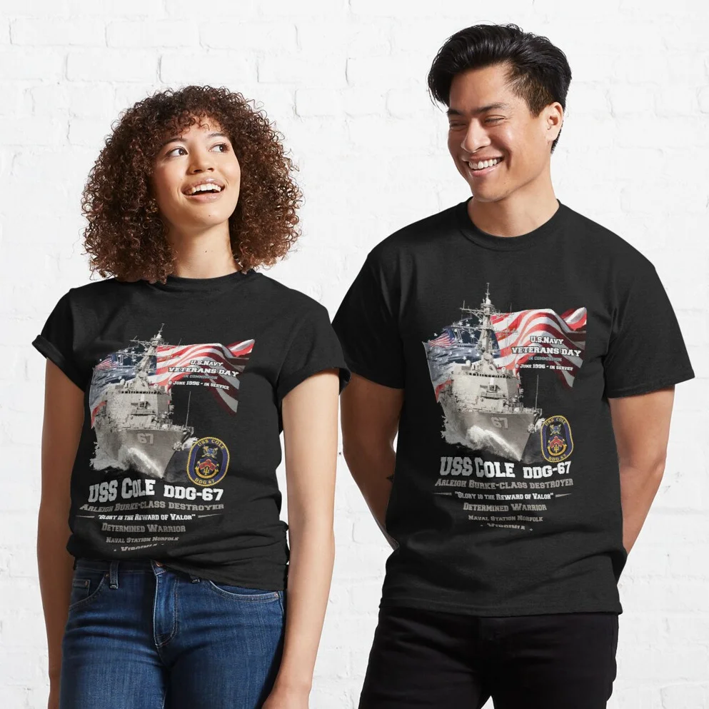 

Naval USS Cole Destroyer DDG-67 T Shirt New 100% Cotton Short Sleeve O-Neck T-shirt Casual Mens Top