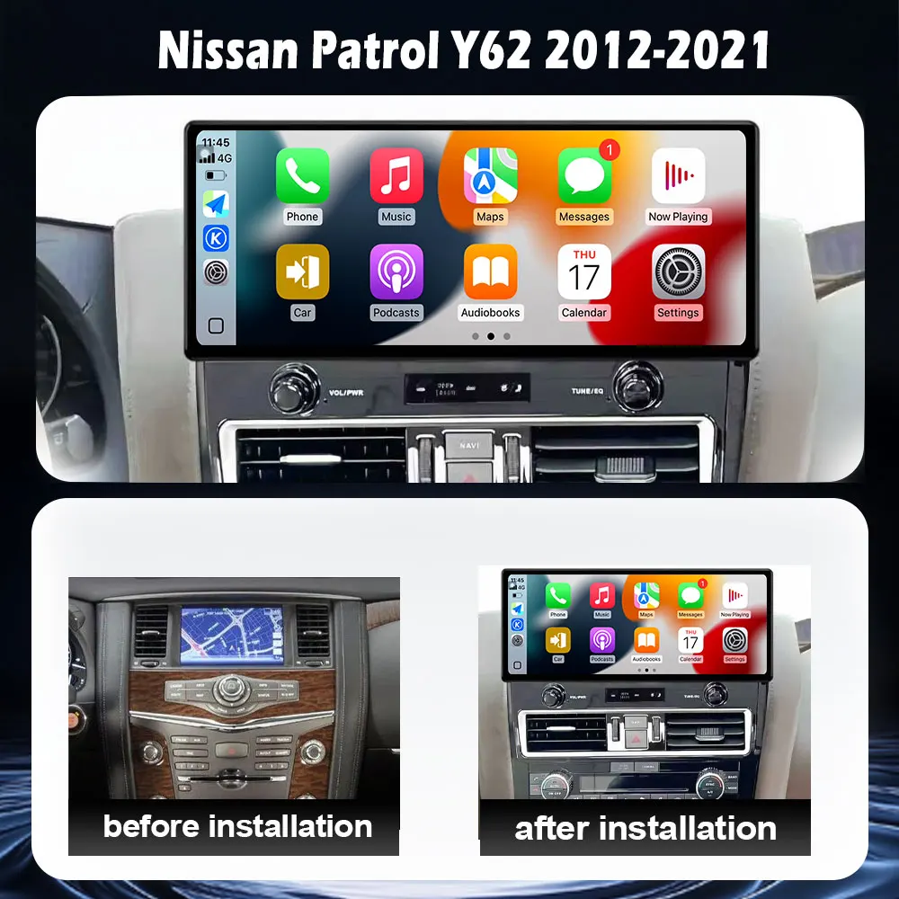 Android 16 Bluetooth For Nissan Patrol Y62 2012-2021 Car Radio Lntelligent Multimedia Player Auto Wireless CarPlay WIFI DSP GPS