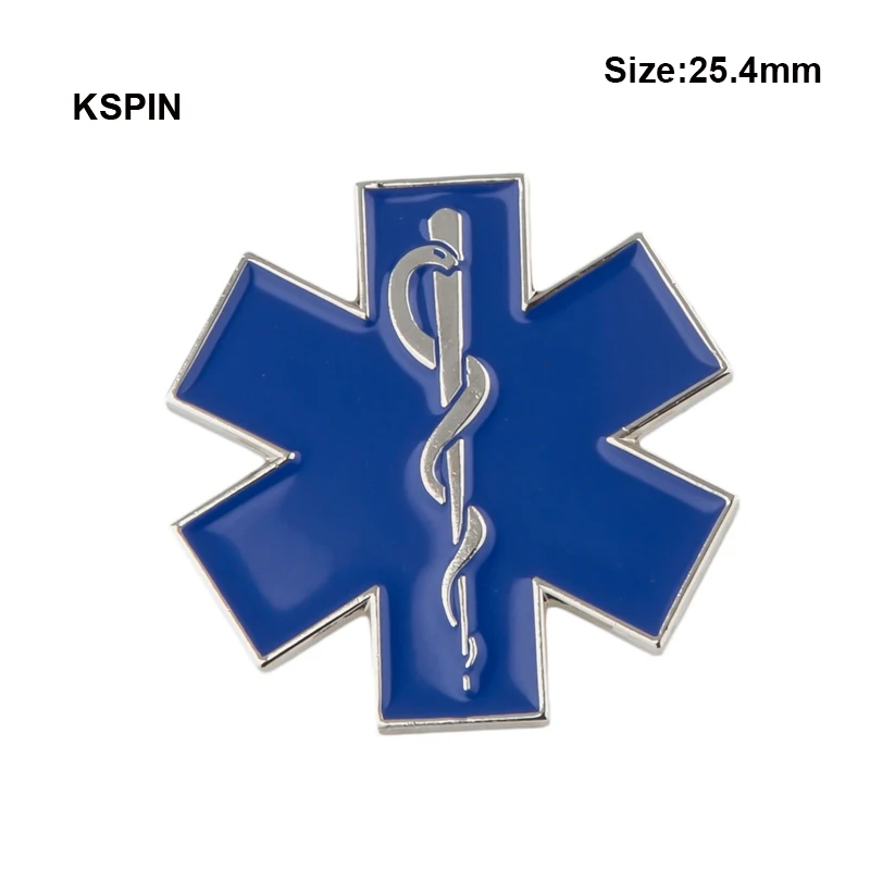 Star of Life Nursing Ambulance Lapel Pin Badge Pin EMT EMS Blue Enamel Pins Brooch Badges XY0160