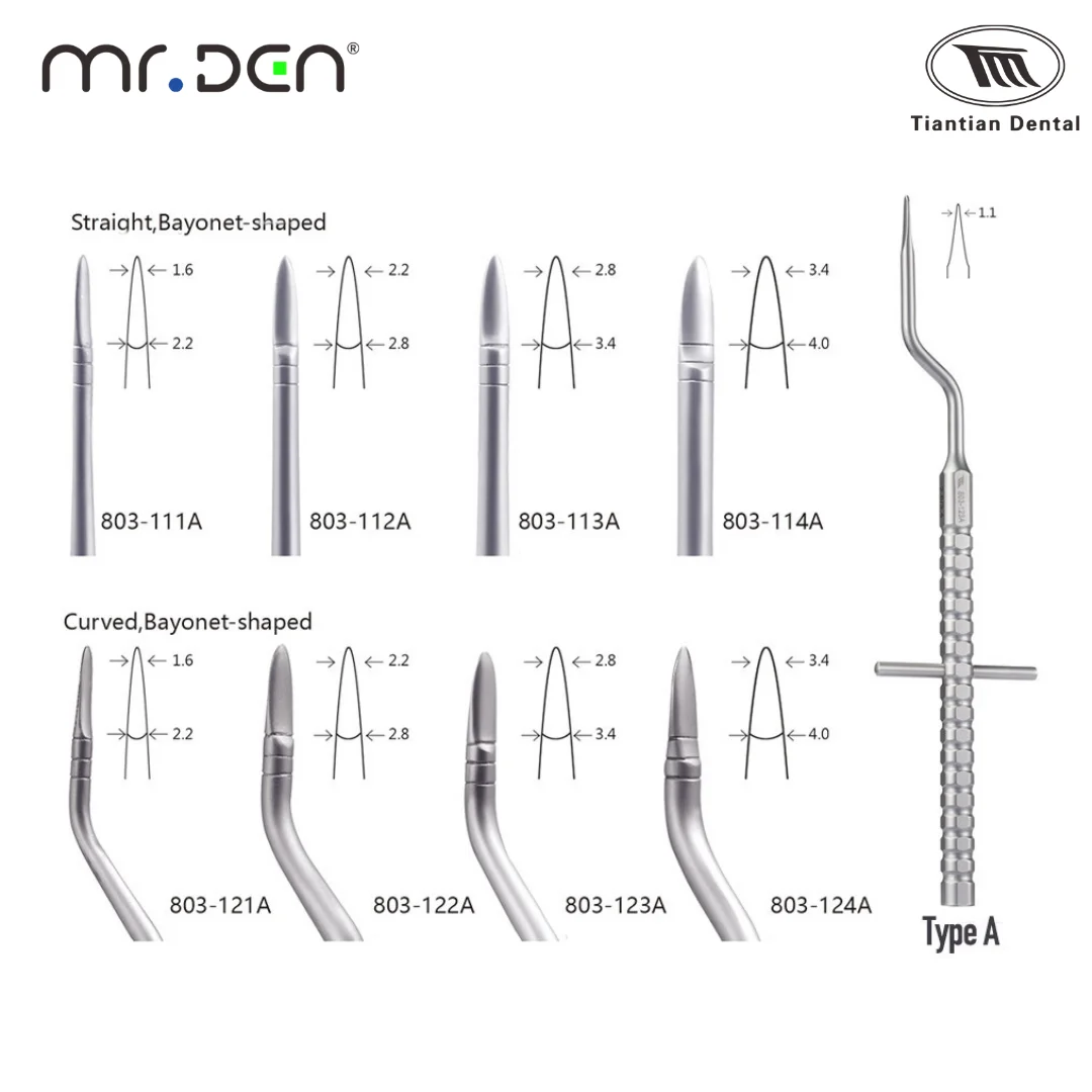 TIANTIAN Dental Implant Instruments Bone Compression Osteotome Tooth Extraction Tool Maxillary Sinus Lift with Bended Tips