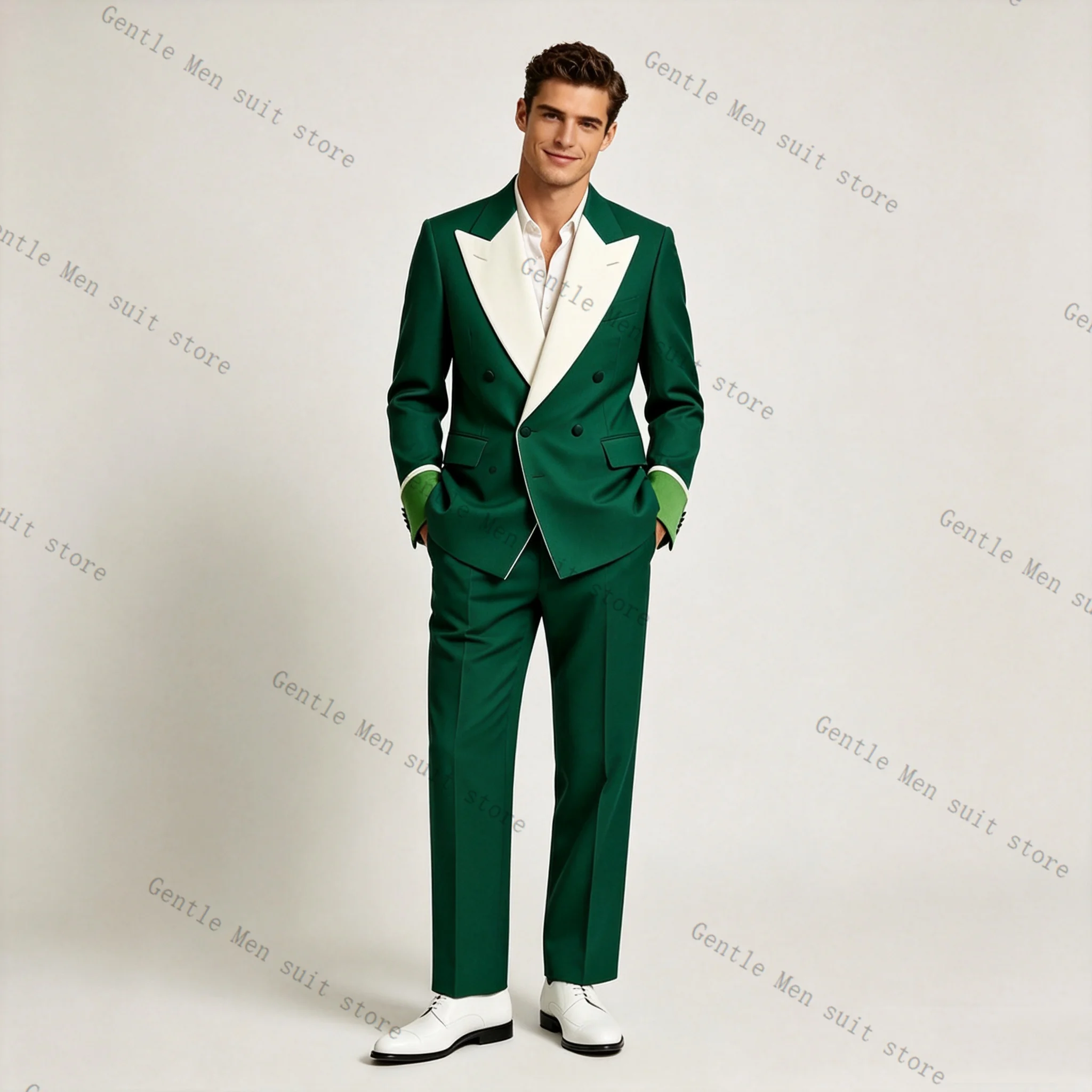 Зеленый с белым мужской костюм – обзор и цена Men Formal Wear Green