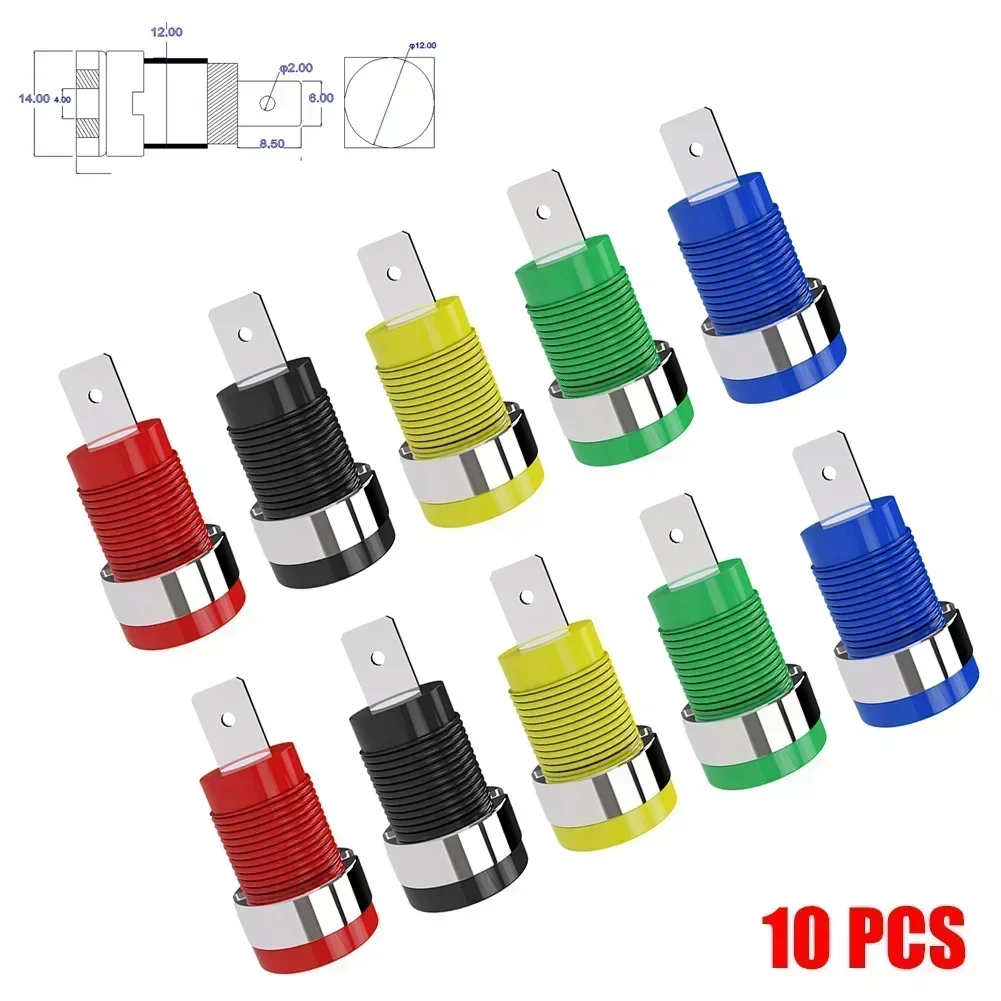 Panel Mount Banana Socket Binding Posts Plated Brass 10 Pcs 12mm Opening 4mm Binding Connector Pluggable Grounding Posts