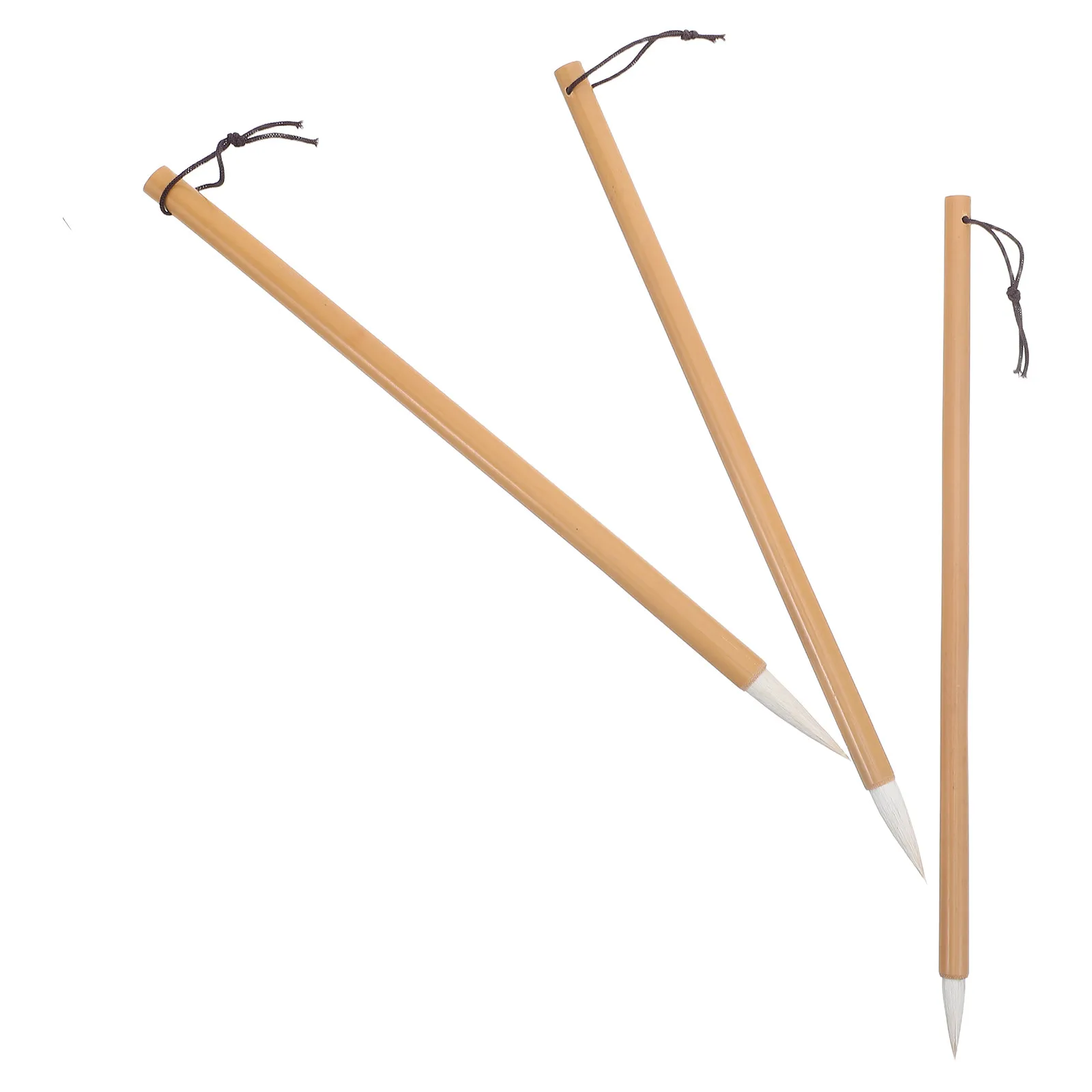 

3Pcs Chinese Calligraphy Brush Set Bamboo Handle Wolf Hair Traditional Painting Ink Brushes for Beginners Professionals