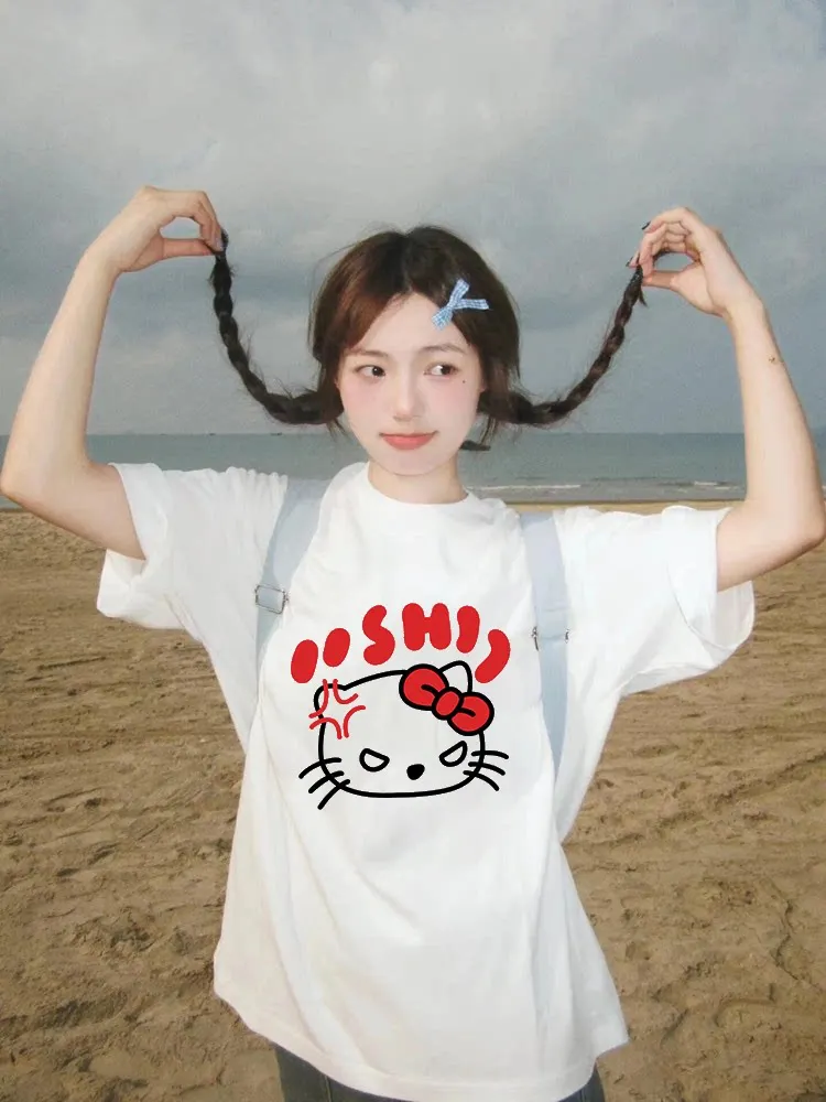 

Белая женская футболка из чистого хлопка с коротким рукавом, свободного кроя, в студенческом стиле, модный топ, дышащая, удобная, в корейском стиле, по выгодной цене