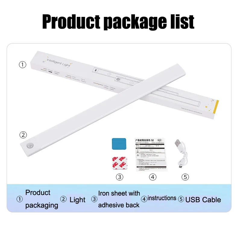 Night Light Motion Sensor Led USB Rechargeable Motion Detector Cabinet Lights 3 Colors In One Lamp Bedroom Kitchen Decor