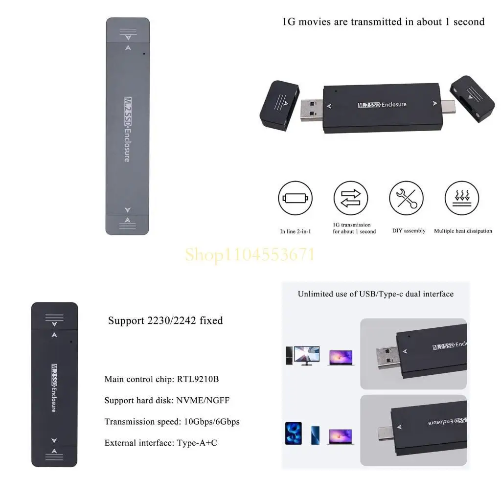 

Best Seller M.2 NVME to USB 3.1 Hard Drive Enclosure Aluminum Alloy Shells Enclosure