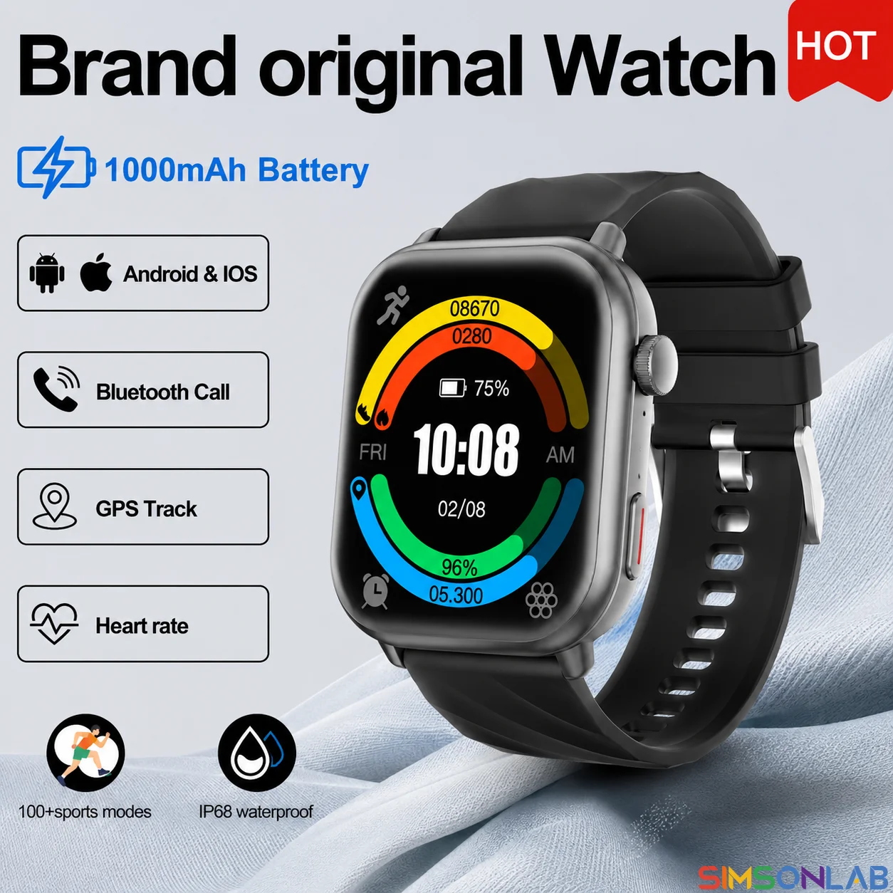 

For IOS Watch Ultra 2 SE Men Women Bluetooth Call GPS Sport Waterproof Fitness Tracker 1000mAh HD Display Smartwatch SIRI Gift