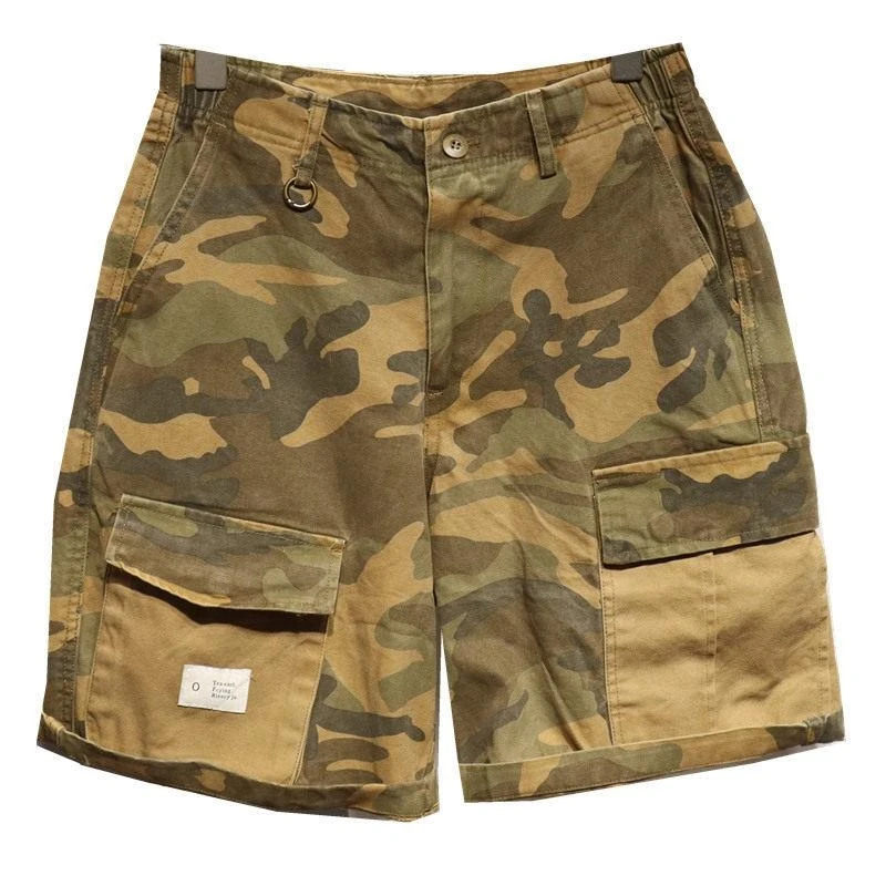 Men's Shorts 2026 Summer Japanese Style Cargo Camo Vintage Loose Multi-Pocket Casual Daily 5 Inches