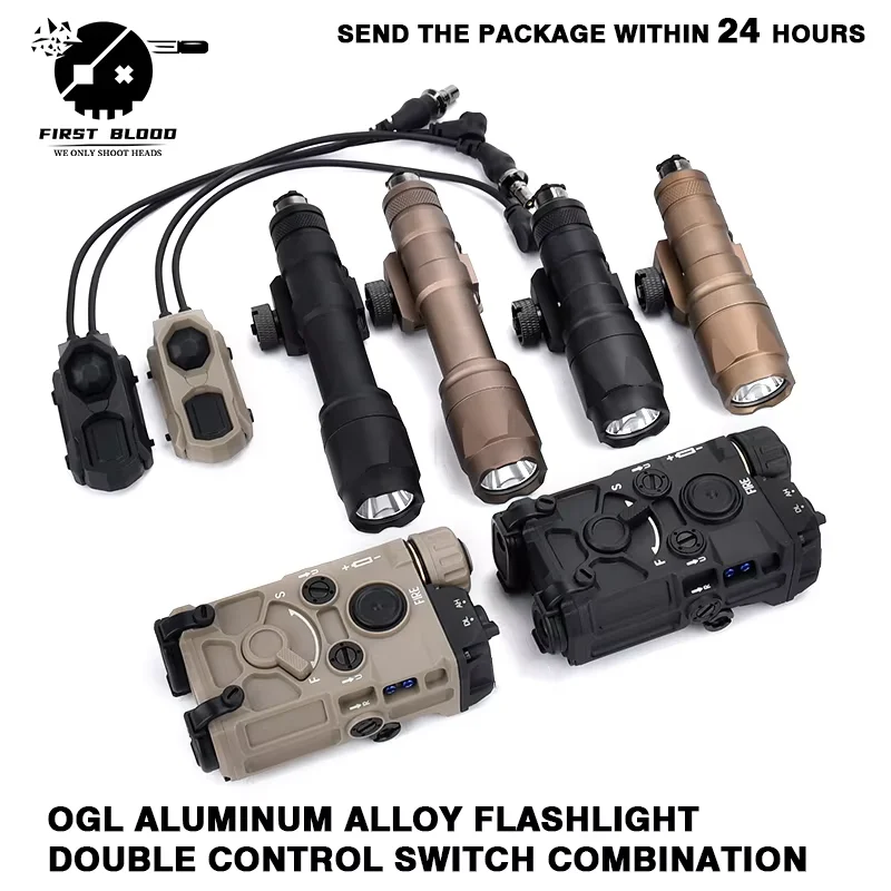 Tactical OGL PEQ Aiming Indicator Aluminum Alloy M300 M600 Airsoft Flashlight With Dual Control Pressure Switch Fit Picatinny