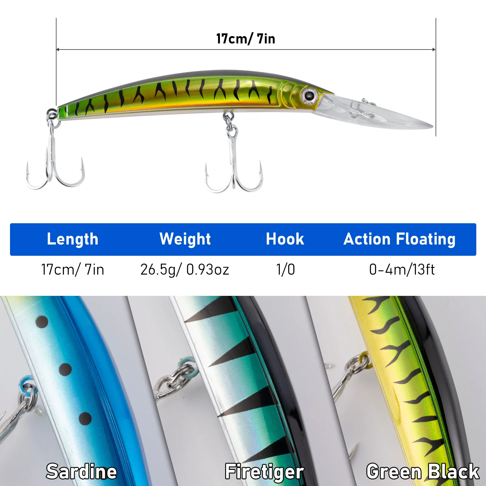 26.5g Minnow Fishing Lure Jerkbait Deep Diving Saltwater Hard Bait Trolling Lure Freshwater Fishing Plugs Mackerel Bluefish Bass image 5