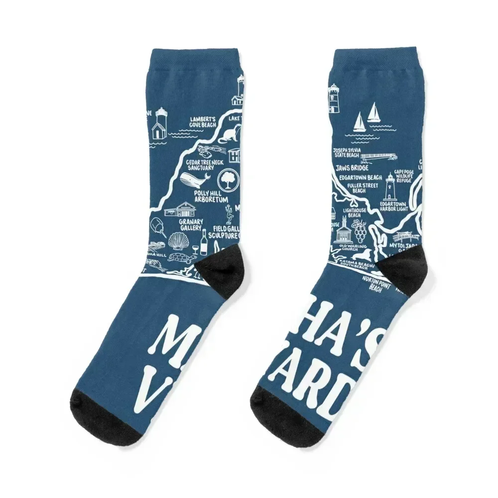 

Martha's Vineyard Map Socks professional running man winter christmas gift Women Socks Men's