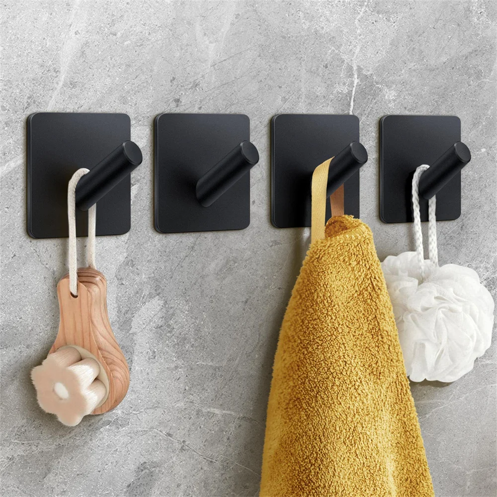 3pcs Adhesive Wall Hooks Mounted Door Key Cloth Coat Bathroom Cloth Coat Robe Hanger Kitchen Hardware Rack Shelf Bag Hook