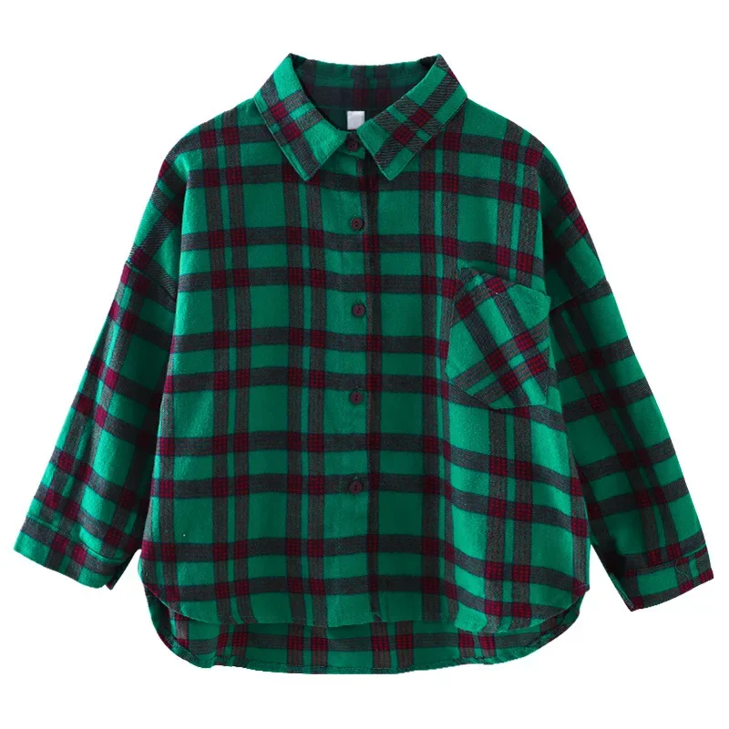 Girls Plaid Shirt 2024 Autumn Girls Clothes Teenage School Shirts for Girls Blouse Casual Children Tops 12 13 14 Kids Clothes