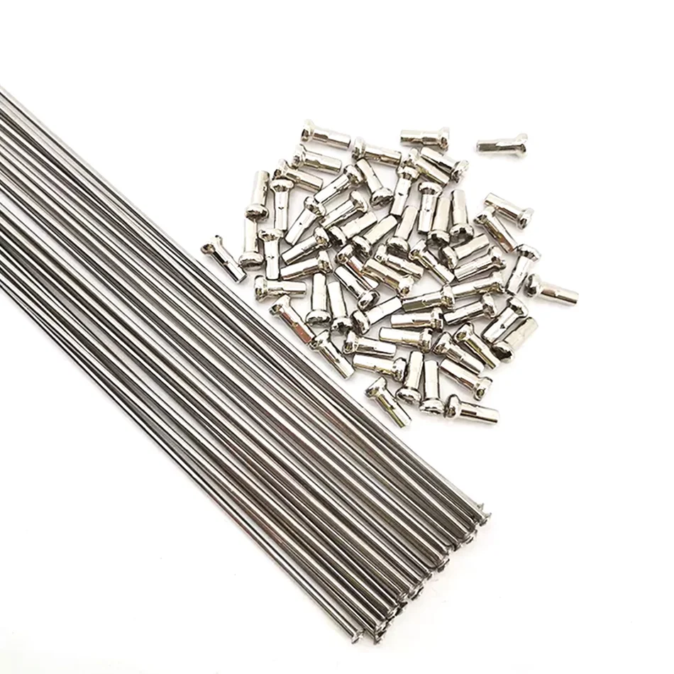 Bicycle Spokes HT 2.0 Round Spokes J-bend Straight Pull Head Bicycle Spokes Silvery Bicycle Spokes with Copper Cap
