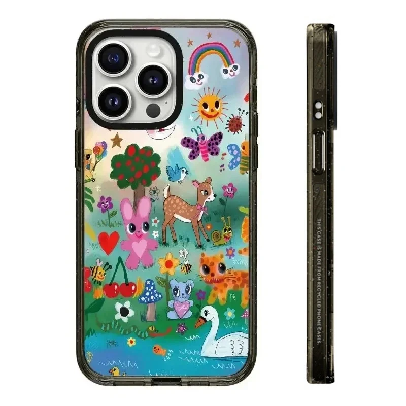 

2.0 Acrylic Black Border Children's Drawing Pattern iPhone 11 12 13 14 15 Pro Max Protective Case