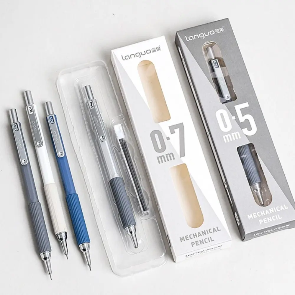 

Metal Mechanical Pencil Low Gravity 0.3/0.5/0.7mm Propelling Pencil Anti Slip Soft Sheath Sketch Pencil Office School Supplies
