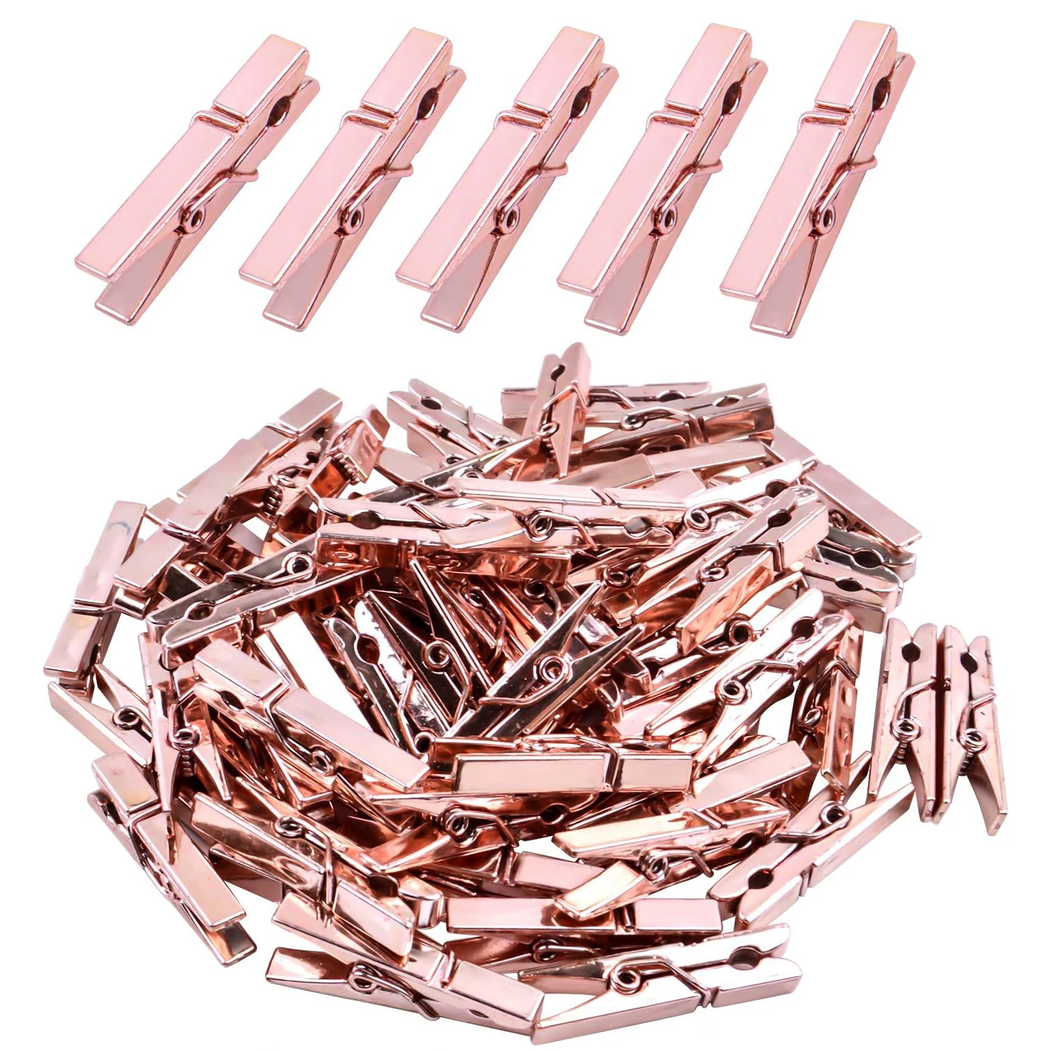 

Мини-пластиковые прищепки, 100 штук, цвет розовое золото, для фотографий, белья, рукоделия, поделок, подвешивания картин, одежды, бумаги