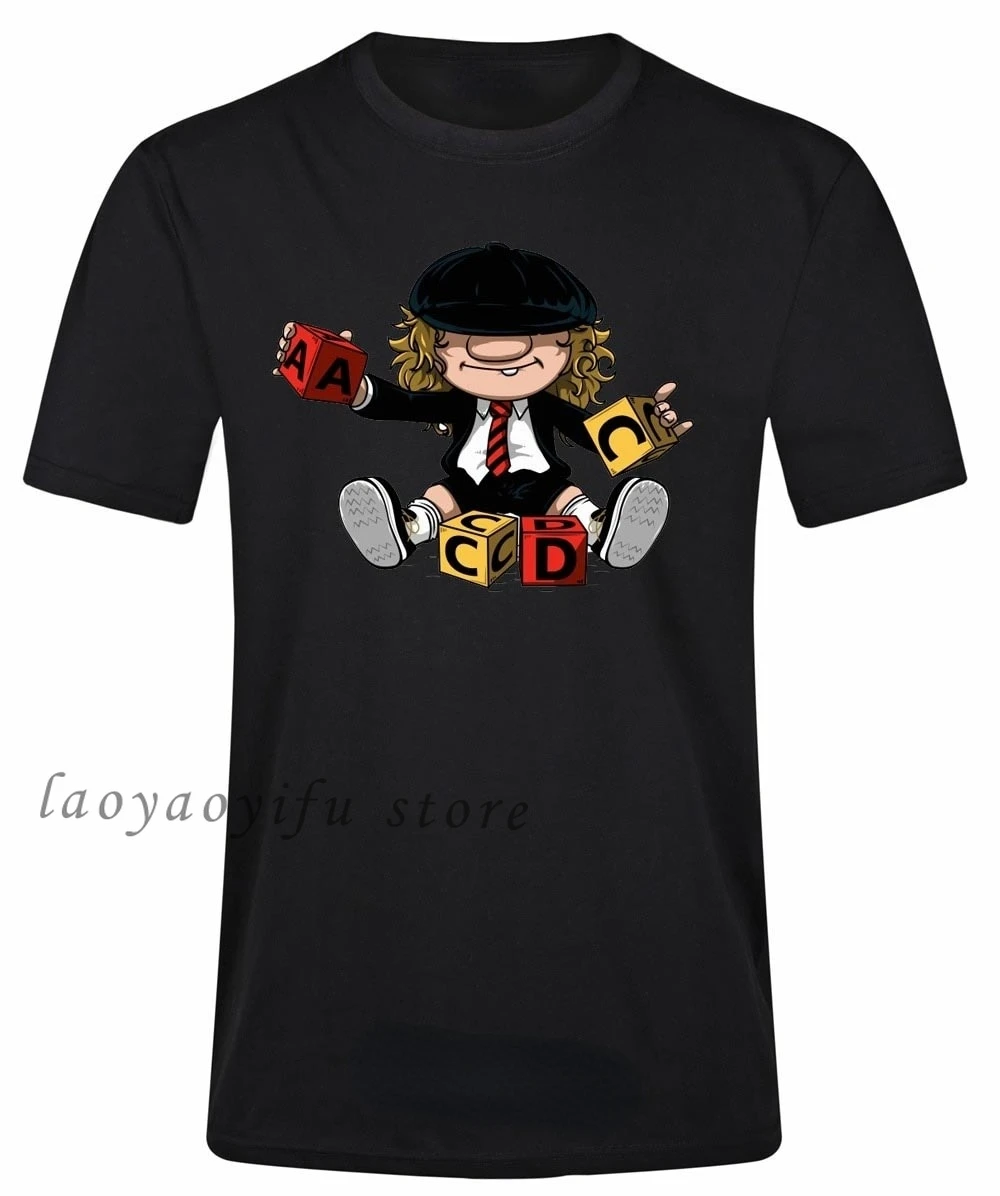 T-shirt homme décontracté, estival et surdimensionné, humoristique, avec image de jeune Angus, Hardrock, groupe de fans de musique