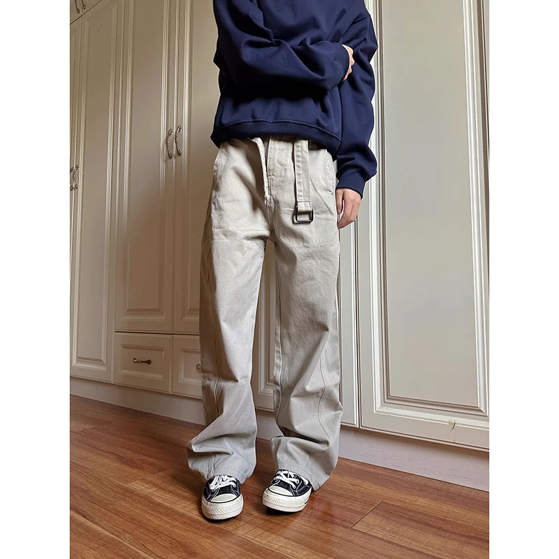 

YIBASHU Women Apricot Y2k Baggy Cargo Jeans Japandi Style Vintage Oversize Wide Leg Straight Jean Pants Harajuku Denim Trousers