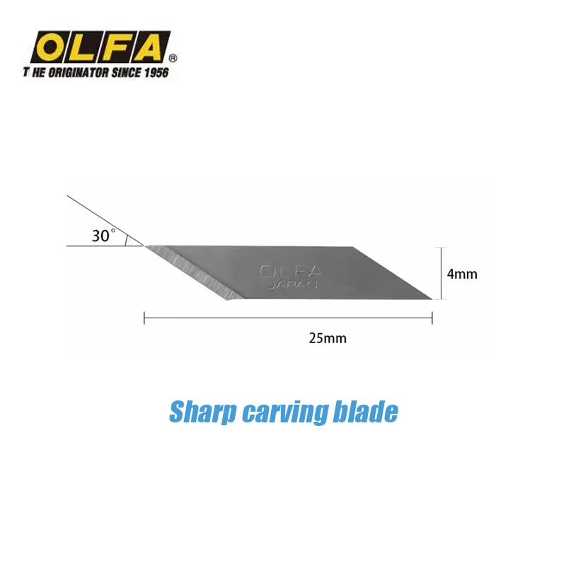 30개 일본 KB-5/30B 조각칼 전용 부대 칼날 4mm 너비 각침 30도 교체 칼날 사용: 핸드폰 PCB 수리 종이 조각 모형 고무 도장 예술 조각칼