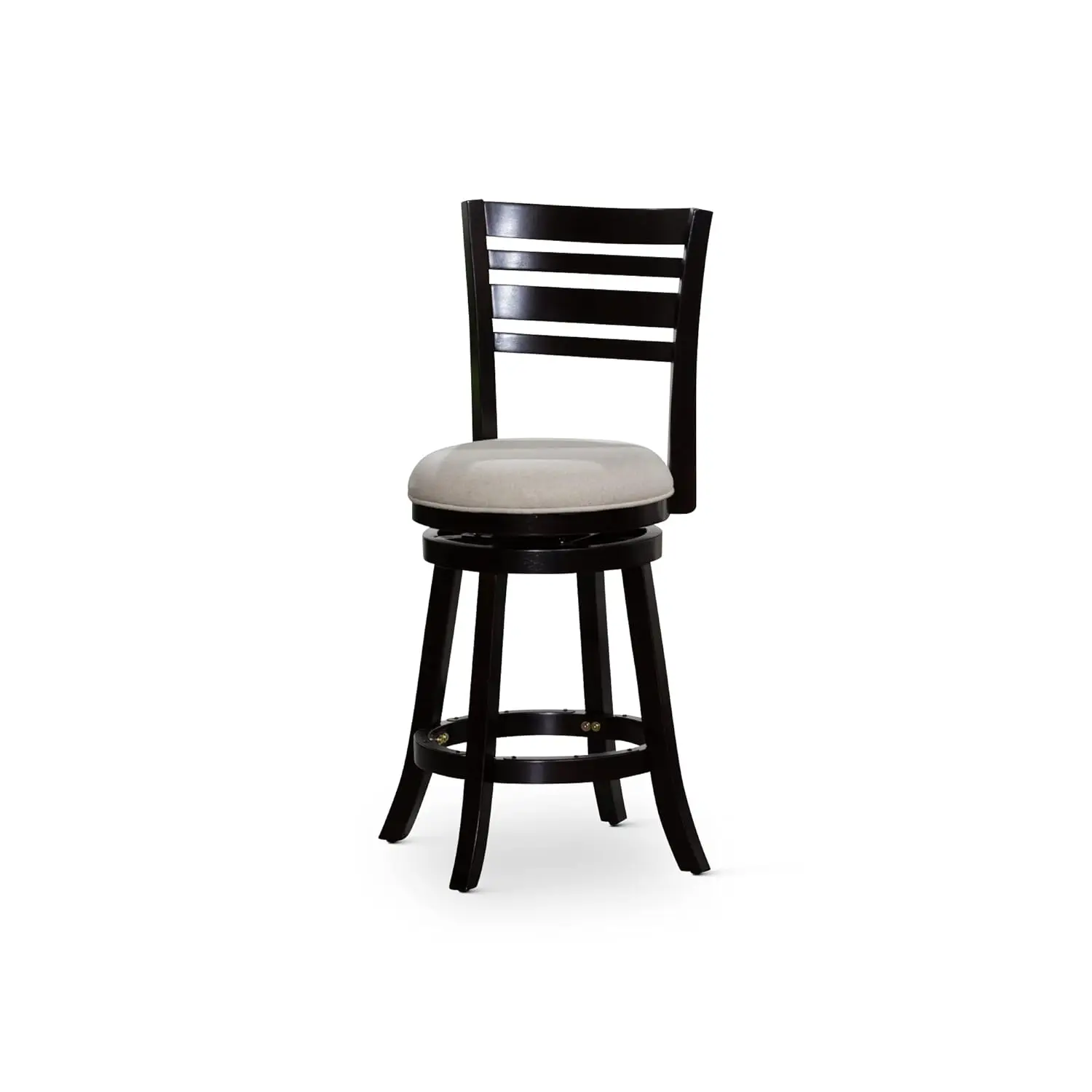 

24in Swivel Counter Height Bar Stool with Back Solid Wood Slat Back Espresso Beige Fabric Seat Kitchen Dining, Customized