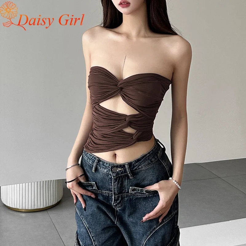 

Новый летний однотонный сексуальный полый топ с воротником на пупке для девочек, модный тонкий жилет с открытой спиной