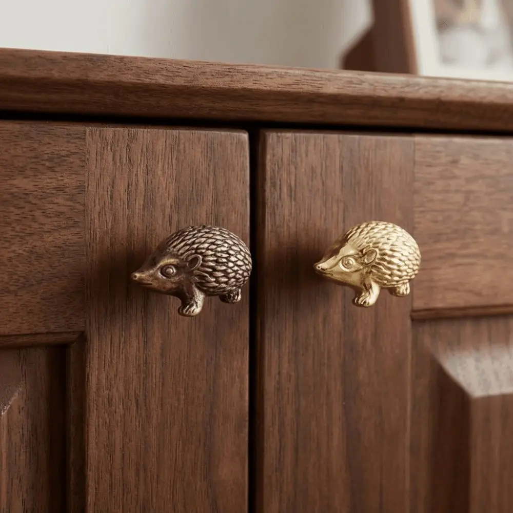 Retro Igel-Messinggriff Möbelbeschläge Einloch-Schranktürknöpfe Vintage Gold Kleiderschrank Schubladengriffe Küche