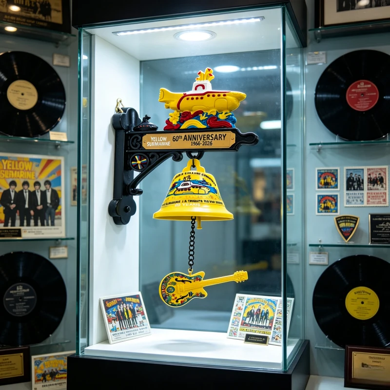 Винтажный металлический настенный звонок The Beatles Yellow Submarine, коллекционный предмет для фанатов рок-музыки, декор для дома