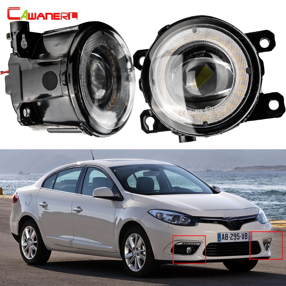 2 Pieces Angel Eye Fog Light For Renault Fluence Sedan 2009-2020 30W H11 LED Car Front Fog DRL Daytime Running Lamp Accessories