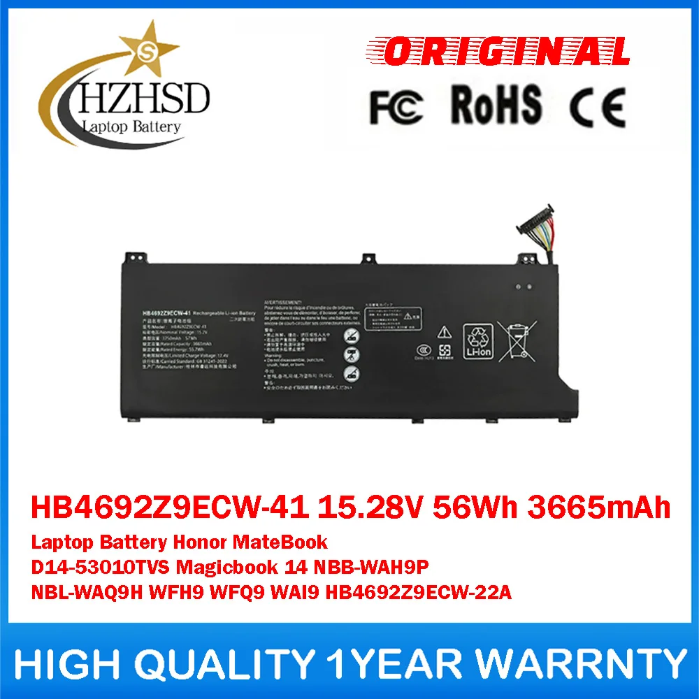 HB4692Z9ECW-41 15.28V 56Wh 3665mAh Genuine Original Laptop Battery For Huawei Honor MateBook D14-53010TVS Magicbook 14 NBB-WAH9P